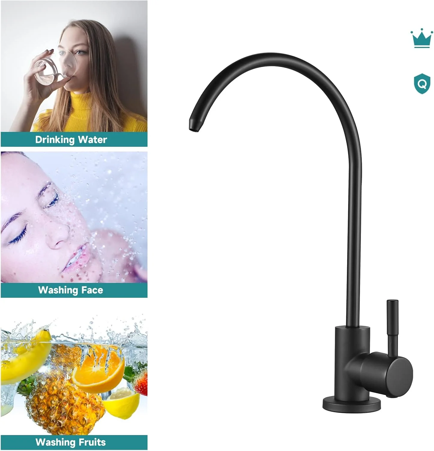 شیر آب آشپزخانه FVITA برای آب آشامیدنی، مشکی مات، شیر آب فیلتر سینک استیل 304، شیر آب فیلتر آب اسمز معکوس، شیر آب RO، شیر آب آشپزخانه بدون سرب، مشکی مات شیر آب آشپزخانه FVITA برای آب آشامیدنی، مشکی مات، شیر آب فیلتر سینک استیل 304، شیر آب فیلتر آب اسمز معکوس، شیر آب RO، شیر آب آشپزخانه بدون سرب، مشکی مات