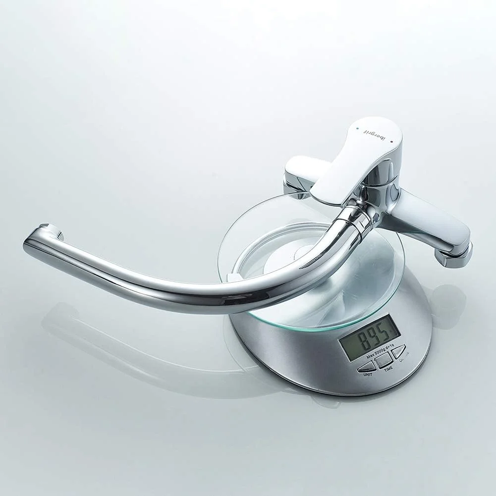 شیر آشپزخانه دیواری ایبرگریف مدل M16357، شیر مخلوط تک اهرمی با چرخش 360 درجه، شیر سینک با سوراخ نصب قابل تنظیم (130mm-170mm)، برنجی، کروم شیر آشپزخانه دیواری ایبرگریف مدل M16357، شیر مخلوط تک اهرمی با چرخش 360 درجه، شیر سینک با سوراخ نصب قابل تنظیم (130mm-170mm)، برنجی، کروم