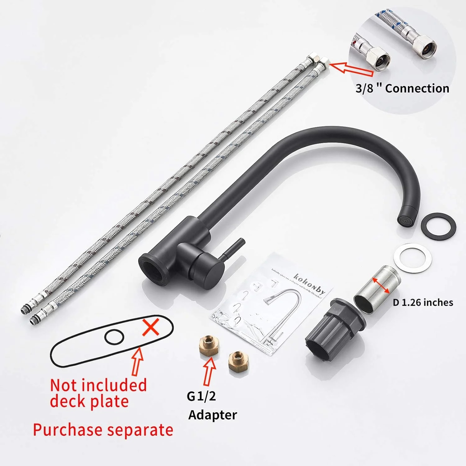 شیر آشپزخانه کمانی بلند Kohonby مشکی مات، تک دسته استیل ضد زنگ، شیر سینک ظرفشویی تجاری تک حفره، شیر سینک مدرن تک حفره (مشکی مات) شیر آشپزخانه کمانی بلند Kohonby مشکی مات، تک دسته استیل ضد زنگ، شیر سینک ظرفشویی تجاری تک حفره، شیر سینک مدرن تک حفره (مشکی مات)