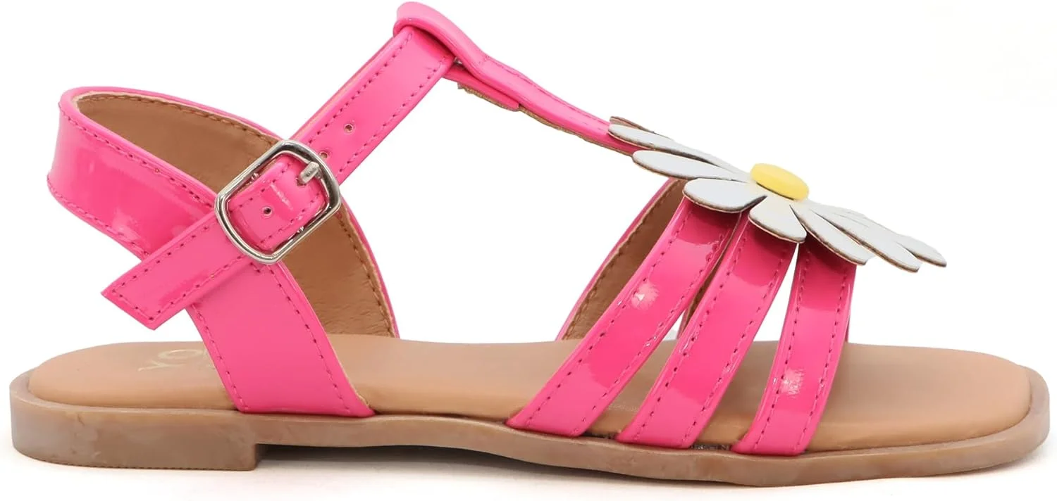 YOKI PAMELA-40Y Girls Sandals Flower Open-Toe Flat Dress Sandals, Girls Summer Sandals YOKI PAMELA-40Y Girls Sandals Flower Open-Toe Flat Dress Sandals, Girls Summer Sandals