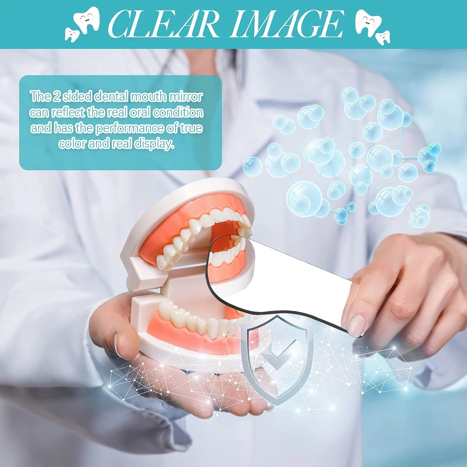 آینه دهانی دندانپزشکی، آینه بازتابنده اکلوزال، آینه عکاسی داخل دهانی شیشه ای روکش شده دو طرفه برای دندانپزشکان کلینیک (5 عدد) آینه دهانی دندانپزشکی، آینه بازتابنده اکلوزال، آینه عکاسی داخل دهانی شیشه ای روکش شده دو طرفه برای دندانپزشکان کلینیک (5 عدد)