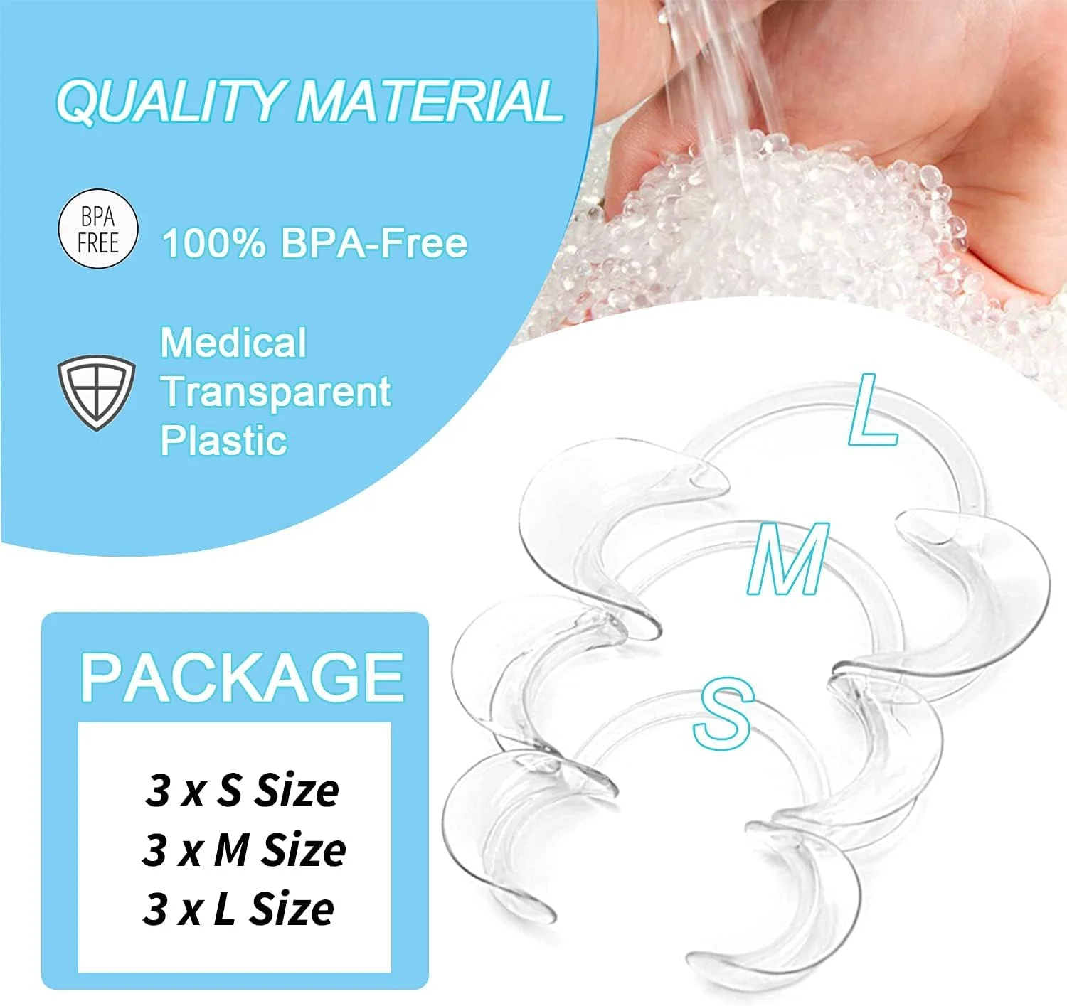 نگهدارنده گونه دندانپزشکی، 100% بدون BPA، نگهدارنده دهان اتوکلاو شو به شکل C برای باز نگه داشتن دهان در دندانپزشکی، مهمانی، بازی چالش محافظ دهان (3 عدد سایز S، 3 عدد سایز M، 3 عدد سایز L) (بسته 9 عددی)