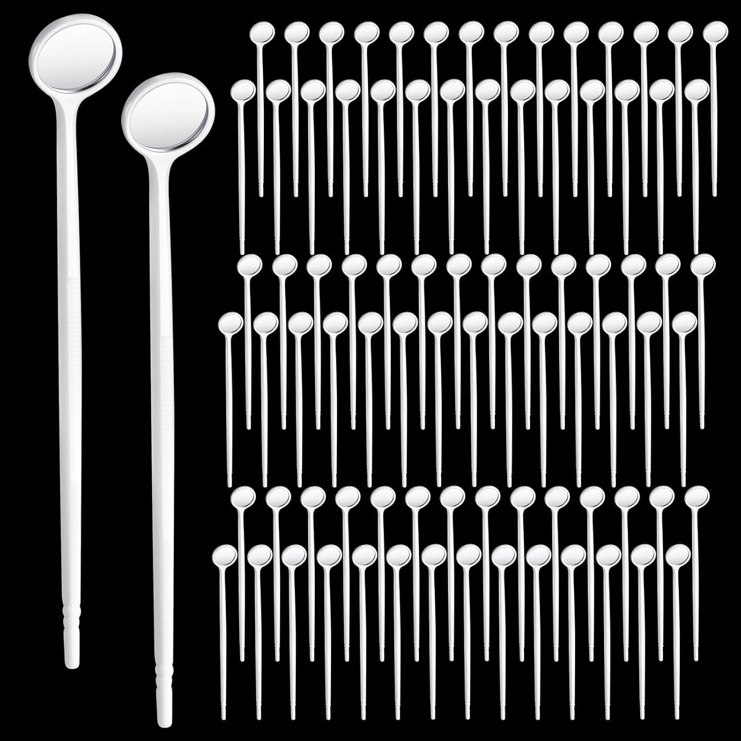 آینه دندانپزشکی یکبار مصرف، 100 عدد آینه دهانی ضد مه، آینه دندانپزشکی بسته بندی شده به صورت جداگانه برای دندان ها، آینه دهانی با دسته پلاستیکی، ابزار آینه دندانپزشکی برای مصارف خانگی (سفید) آینه دندانپزشکی یکبار مصرف، 100 عدد آینه دهانی ضد مه، آینه دندانپزشکی بسته بندی شده به صورت جداگانه برای دندان ها، آینه دهانی با دسته پلاستیکی، ابزار آینه دندانپزشکی برای مصارف خانگی (سفید)