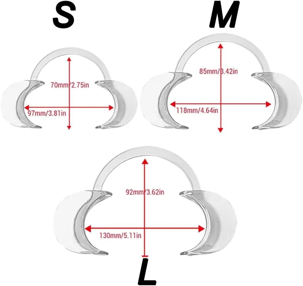 نگهدارنده گونه دندانپزشکی، 100% بدون BPA، نگهدارنده دهان اتوکلاو شو به شکل C برای باز نگه داشتن دهان در دندانپزشکی، مهمانی، بازی چالش محافظ دهان (3 عدد سایز S، 3 عدد سایز M، 3 عدد سایز L) (بسته 9 عددی)