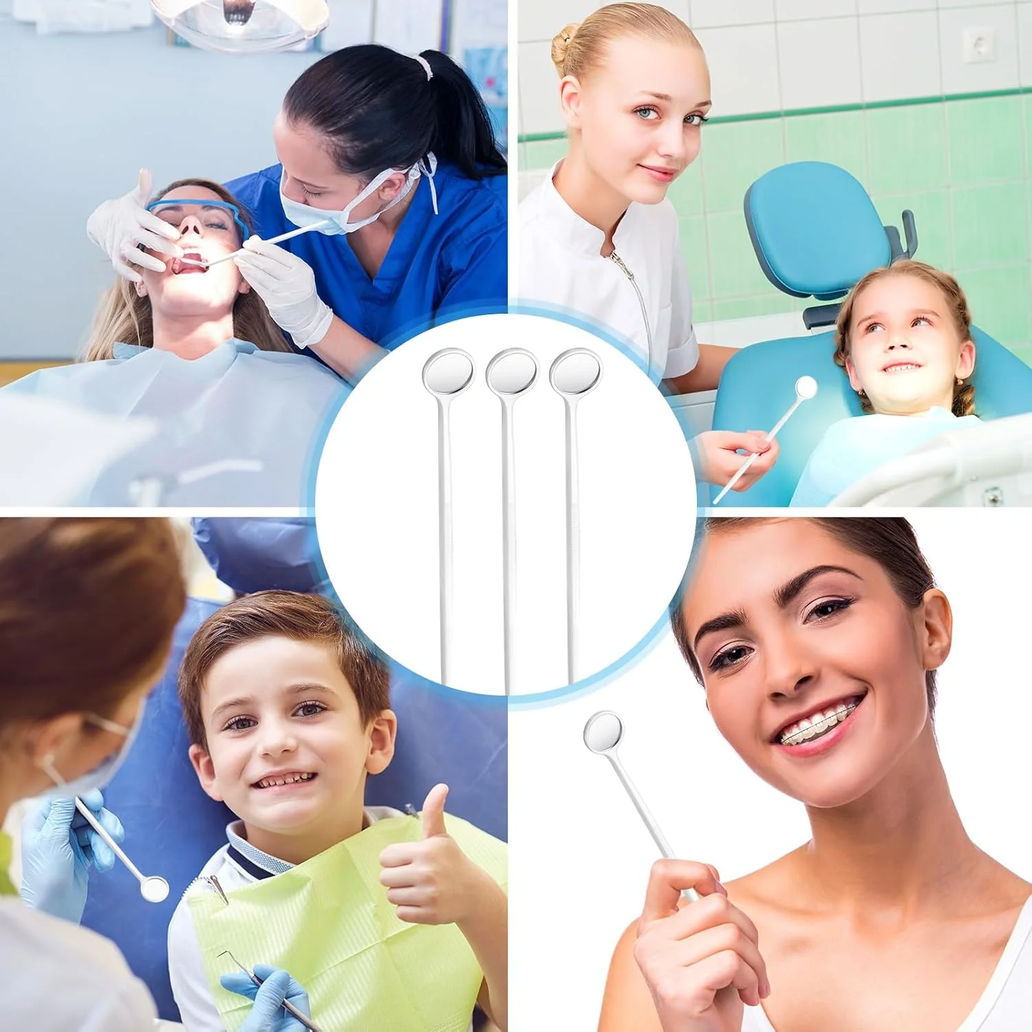 آینه دندانپزشکی یکبار مصرف، 100 عدد آینه دهانی ضد مه، آینه دندانپزشکی بسته بندی شده به صورت جداگانه برای دندان ها، آینه دهانی با دسته پلاستیکی، ابزار آینه دندانپزشکی برای مصارف خانگی (سفید) آینه دندانپزشکی یکبار مصرف، 100 عدد آینه دهانی ضد مه، آینه دندانپزشکی بسته بندی شده به صورت جداگانه برای دندان ها، آینه دهانی با دسته پلاستیکی، ابزار آینه دندانپزشکی برای مصارف خانگی (سفید)