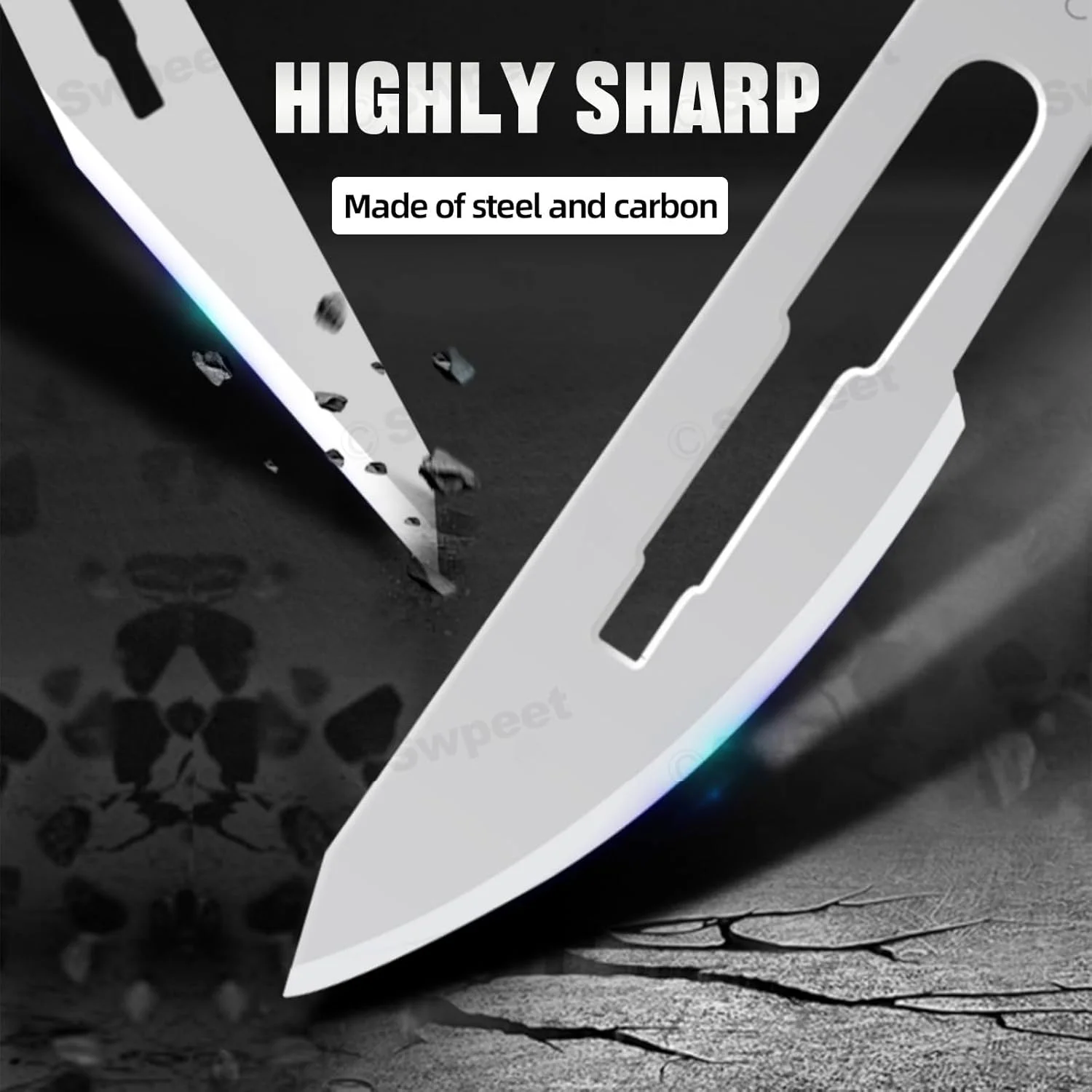 مجموعه 77 عددی تیغ جراحی Swpeet شامل 9 مدل #10#11#12#15#20#21#22#23#24 با دسته چاقوی جراحی #3#4، تیغ های آزمایشگاهی زیست شناسی برای تشریح و برش