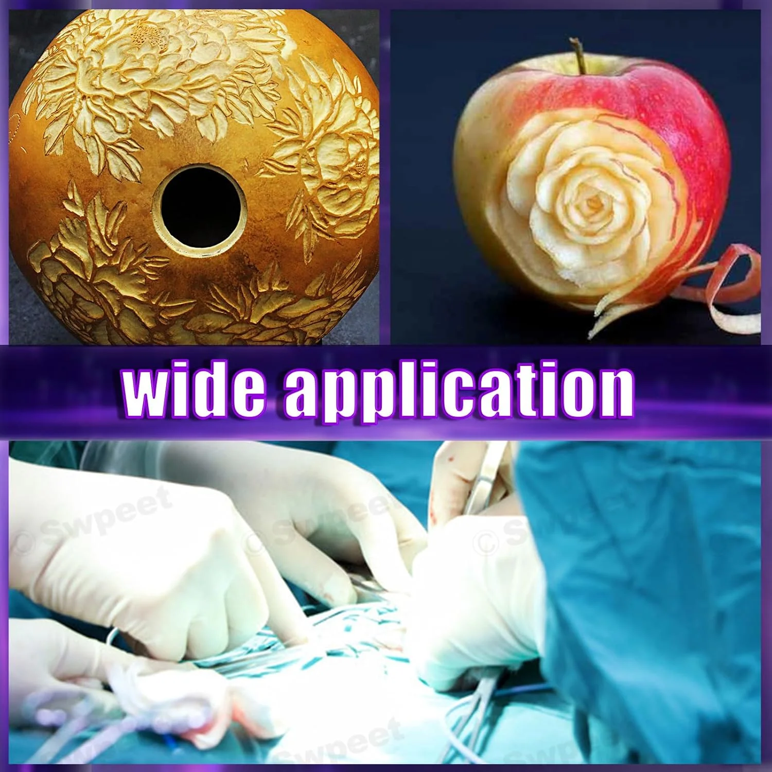 مجموعه 77 عددی تیغ جراحی Swpeet شامل 9 مدل #10#11#12#15#20#21#22#23#24 با دسته چاقوی جراحی #3#4، تیغ های آزمایشگاهی زیست شناسی برای تشریح و برش