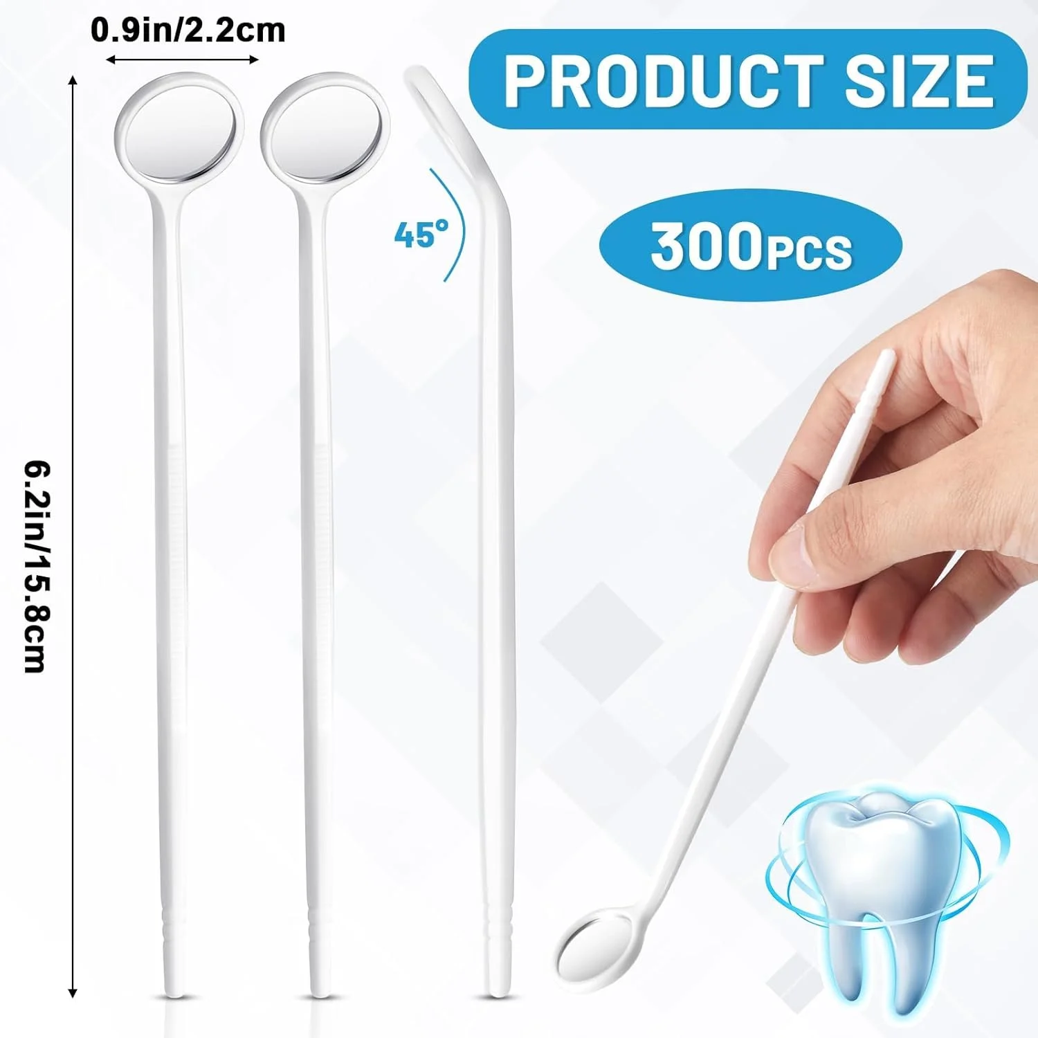 آینه دندانپزشکی یکبار مصرف، 100 عدد آینه دهانی ضد مه، آینه دندانپزشکی بسته بندی شده به صورت جداگانه برای دندان ها، آینه دهانی با دسته پلاستیکی، ابزار آینه دندانپزشکی برای مصارف خانگی (سفید) آینه دندانپزشکی یکبار مصرف، 100 عدد آینه دهانی ضد مه، آینه دندانپزشکی بسته بندی شده به صورت جداگانه برای دندان ها، آینه دهانی با دسته پلاستیکی، ابزار آینه دندانپزشکی برای مصارف خانگی (سفید)