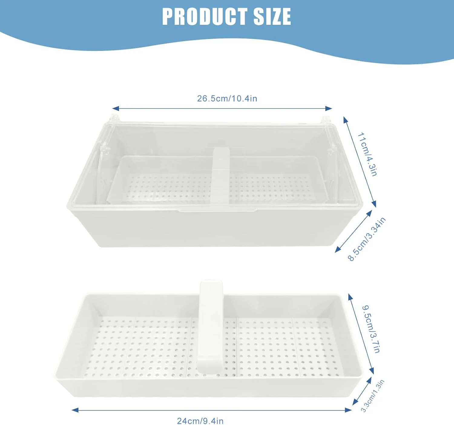 جعبه استریلیزاسیون ابزار دندانپزشکی TTKBHHQ، سینی رسوب‌گذاری استریلیزاسیون سرد برای ابزارهای پلاستیکی دندانپزشکی، ابزارهای دندانپزشکی، خالکوبی و مراقبت از ناخن. (سفید)
