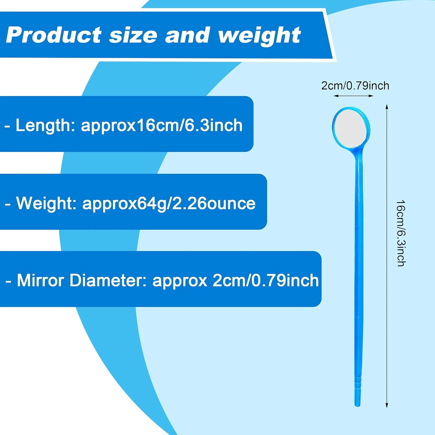 آینه دهانی یکبار مصرف دندانپزشکی TENFLY، 100 عدد، ابزار دندانپزشکی پلاستیکی (آبی) آینه دهانی یکبار مصرف دندانپزشکی TENFLY، 100 عدد، ابزار دندانپزشکی پلاستیکی (آبی)