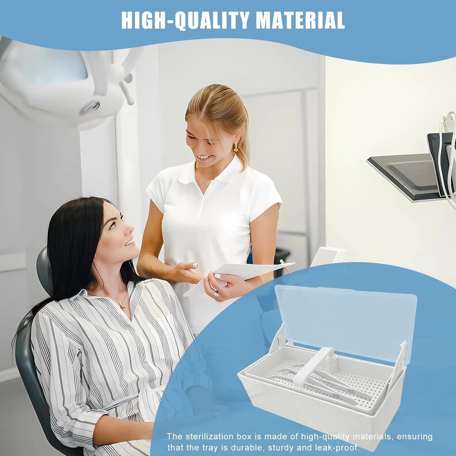 جعبه استریلیزاسیون ابزار دندانپزشکی TTKBHHQ، سینی رسوب‌گذاری استریلیزاسیون سرد برای ابزارهای پلاستیکی دندانپزشکی، ابزارهای دندانپزشکی، خالکوبی و مراقبت از ناخن. (سفید)