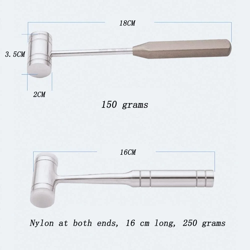 چکش استخوان دندانپزشکی WABHDN، چکش پزشکی، چکش دندانپزشکی استیل ضد زنگ، ابزار دندانپزشکی، ابزار دندان، 18 سانتی متر