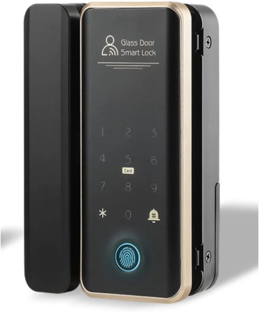 قفل درب شیشه ای هوشمند Eazyliv با اپلیکیشن بلوتوث TTLOCK، قفل درب بدون کلید اثر انگشتی با صفحه کلید، کارت IC، سیستم کنترل دسترسی درب برای دفتر، خانه، آپارتمان (قفل درب TTLock)