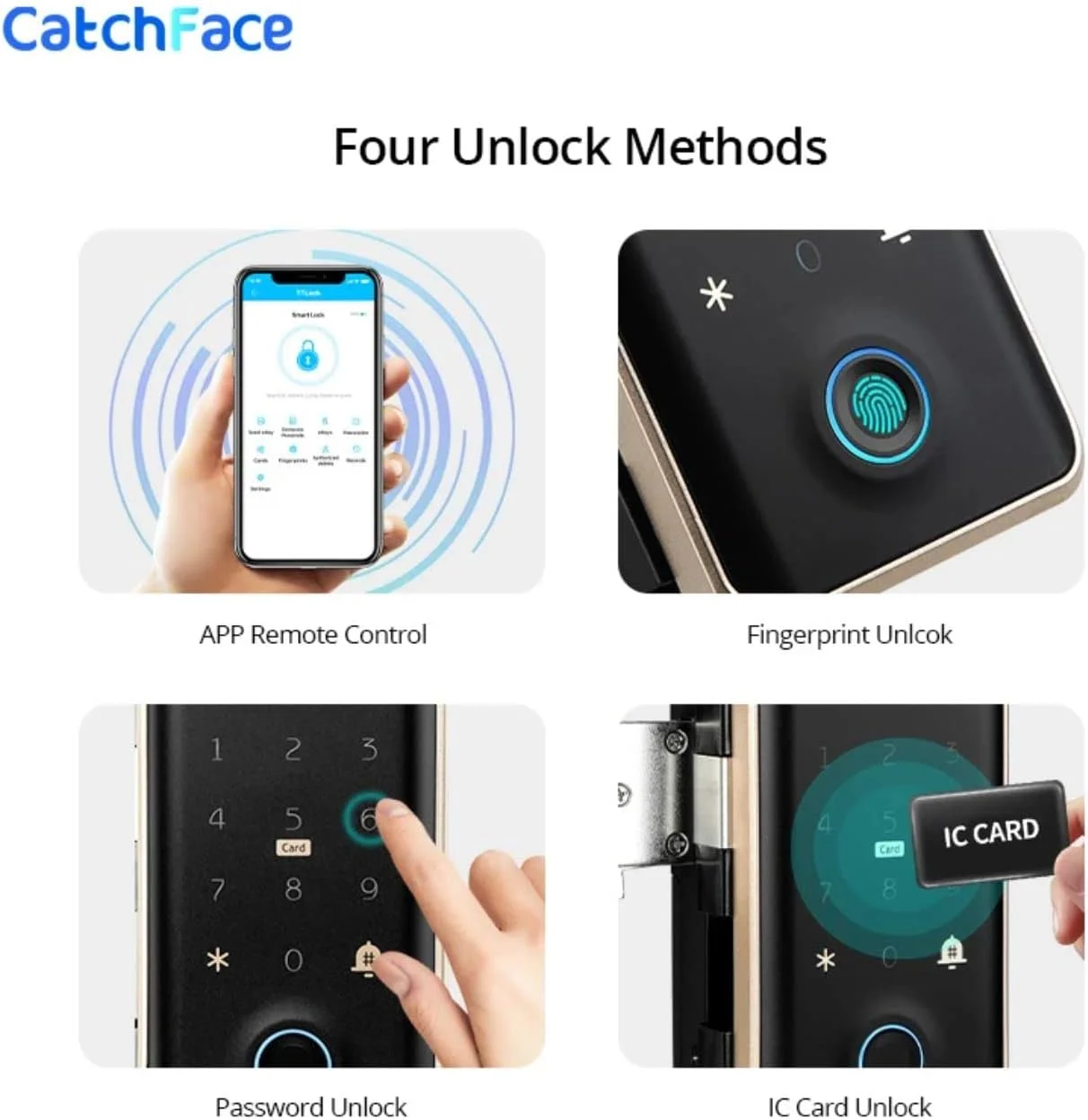 قفل درب شیشه ای هوشمند Eazyliv با اپلیکیشن بلوتوث TTLOCK، قفل درب بدون کلید اثر انگشتی با صفحه کلید، کارت IC، سیستم کنترل دسترسی درب برای دفتر، خانه، آپارتمان (قفل درب TTLock)