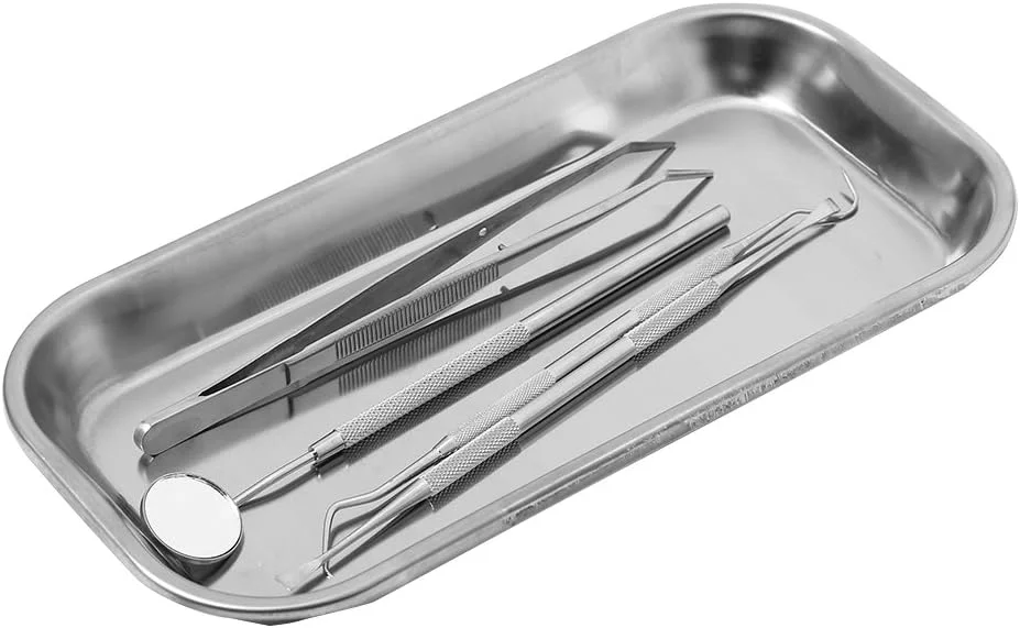 سینی استیل ضد زنگ، 1 عدد سینی کوچک ابزار جراحی پزشکی 201 برای خالکوبی، ابزار سینی برای کلینیک، آزمایشگاه، دندانپزشکی و روش های آرایشی