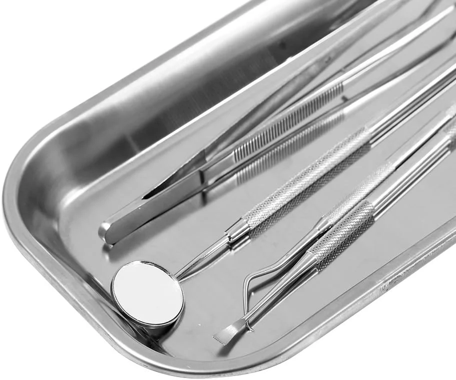 سینی استیل ضد زنگ، 1 عدد سینی کوچک ابزار جراحی پزشکی 201 برای خالکوبی، ابزار سینی برای کلینیک، آزمایشگاه، دندانپزشکی و روش های آرایشی