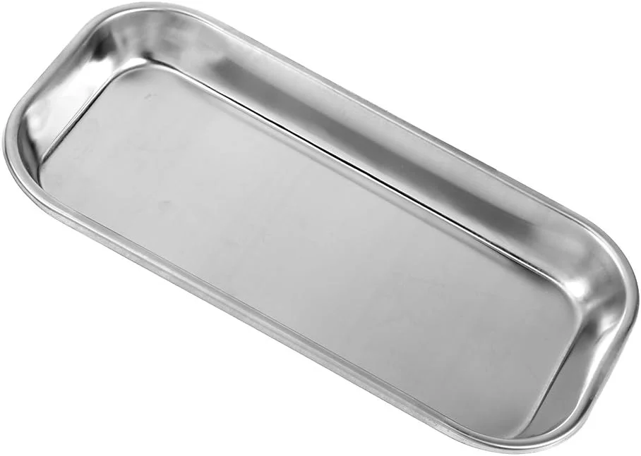 سینی استیل ضد زنگ، 1 عدد سینی کوچک ابزار جراحی پزشکی 201 برای خالکوبی، ابزار سینی برای کلینیک، آزمایشگاه، دندانپزشکی و روش های آرایشی