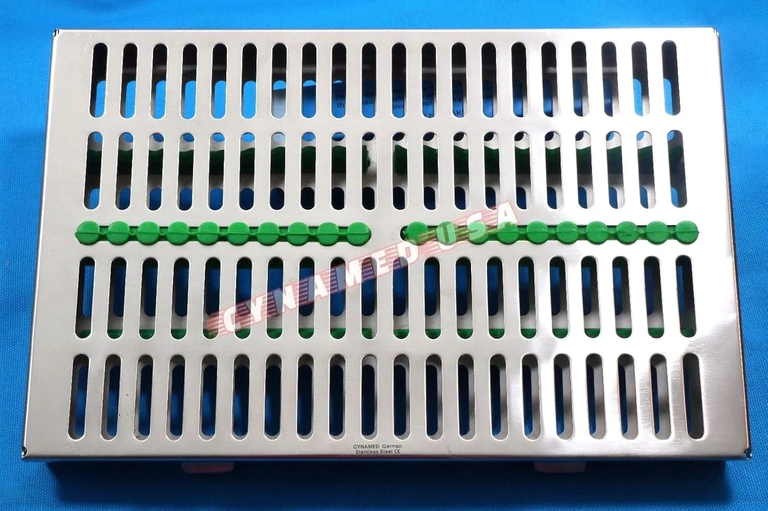 جعبه کاست استریلیزاسیون اتوکلاو دندانپزشکی سینامد آمریکا، استیل ضد زنگ آلمانی، مناسب برای 20 ابزار، سبز جعبه کاست استریلیزاسیون اتوکلاو دندانپزشکی سینامد آمریکا، استیل ضد زنگ آلمانی، مناسب برای 20 ابزار، سبز