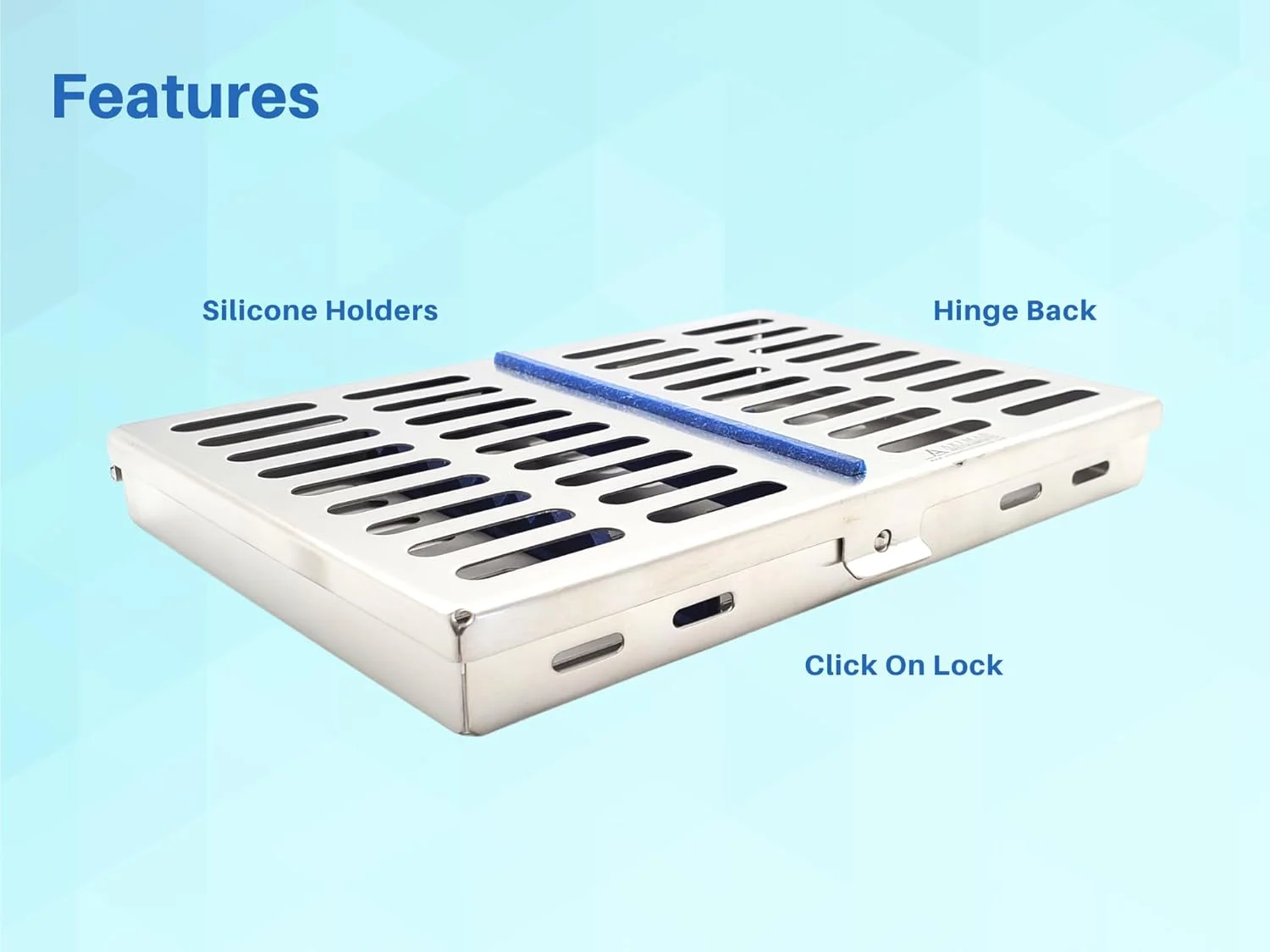 کاست استریلیزاسیون برای 10 ابزار، مناسب برای دندانپزشکی، جراحی و آزمایشگاه، 18.41x12.7x2.28 سانتی متر