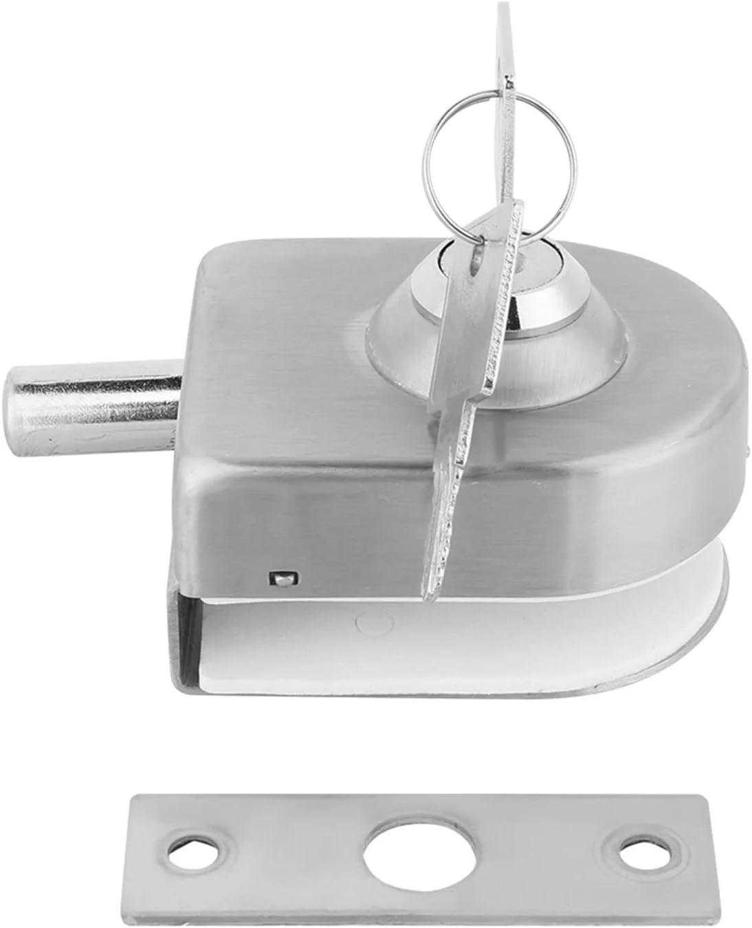 قفل زبانه مرده درب شیشه ای با کلید، قفل درب شیشه ای، مناسب برای ضخامت 10 تا 12 میلی متر، قفل درب شیشه ای کنترل استیل ضد زنگ، کشویی فشاری چرخشی برای درب های شیشه ای توالت حمام اداری