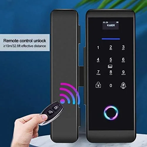 قفل درب شیشه ای هوشمند Ccy - قفل درب کشویی الکترونیکی اثر انگشت/رمز عبور/کارت/کنترل از راه دور/قفل زنگ درب برنامه بلوتوث اهرم درب امنیتی برای خانه ها دفاتر آپارتمان ها (مشکی) قفل درب شیشه ای هوشمند Ccy - قفل درب کشویی الکترونیکی اثر انگشت/رمز عبور/کارت/کنترل از راه دور/قفل زنگ درب برنامه بلوتوث اهرم درب امنیتی برای خانه ها دفاتر آپارتمان ها (مشکی)