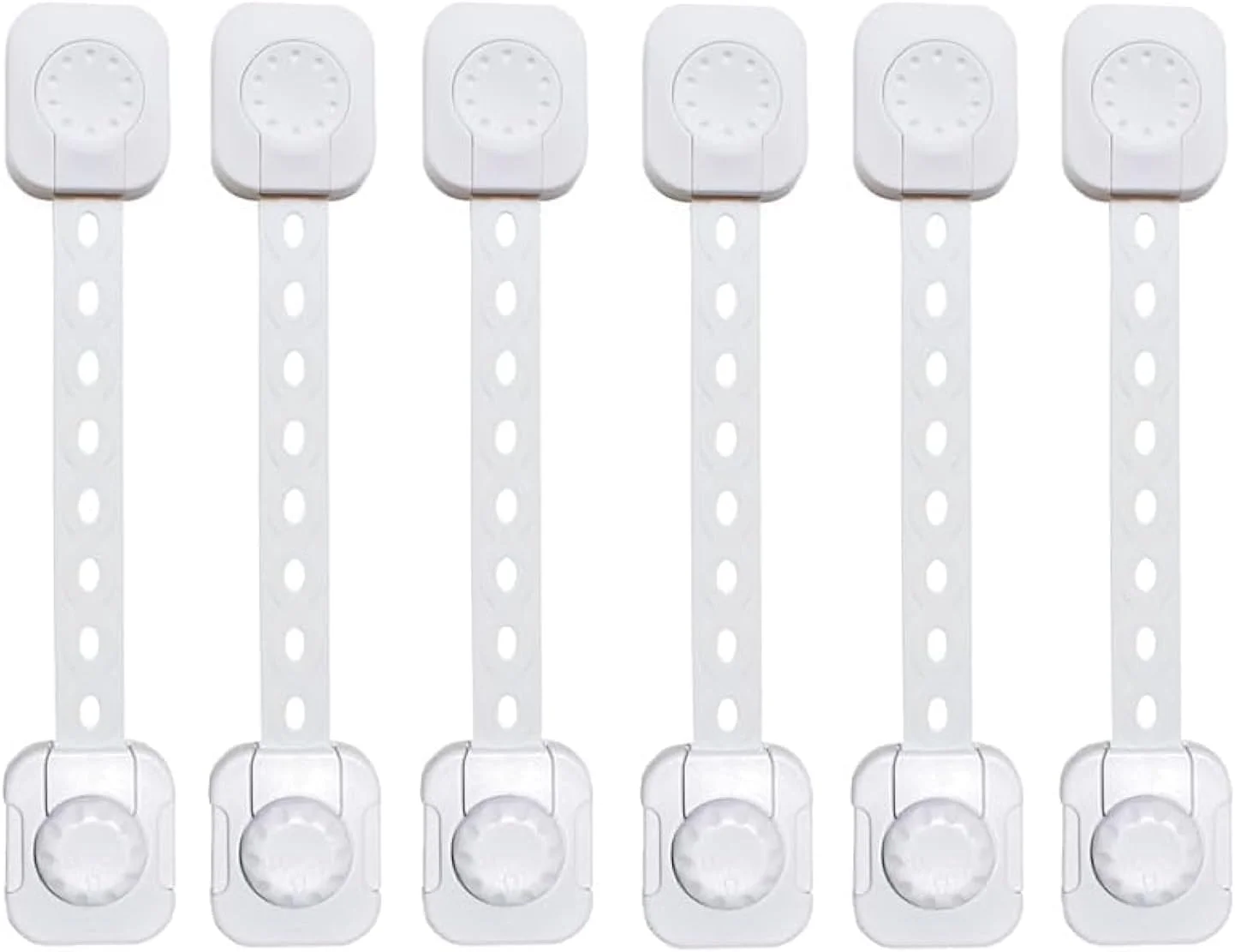 قفل ایمنی کودک H&A برای کابینت و کشو، قفل کودک قابل تنظیم برای ایمن سازی کمد، یخچال، درب های شیشه ای کشویی، پنجره ها، لوازم خانگی و درب توالت - سفید (بسته 6 عددی)