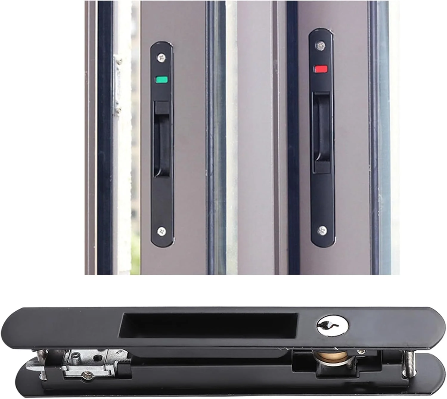 قفل درب کشویی یک طرفه و دو طرفه Diyeeni، قفل قلاب پنجره با 2 کلید، لوازم جانبی درب بدون زنگ زدگی، مدرن و ساده