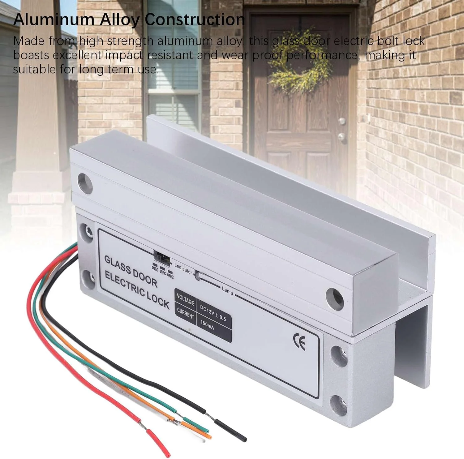 قفل برقی درب شیشه ای، سیستم کنترل دسترسی درب شیشه ای بدون قاب آلیاژ آلومینیوم 12 ولت، مقاوم در برابر ضربه/سایش، موتوری، دارای فیدبک، ایمن در هنگام قطع برق DC 12 ولت، سمت راست