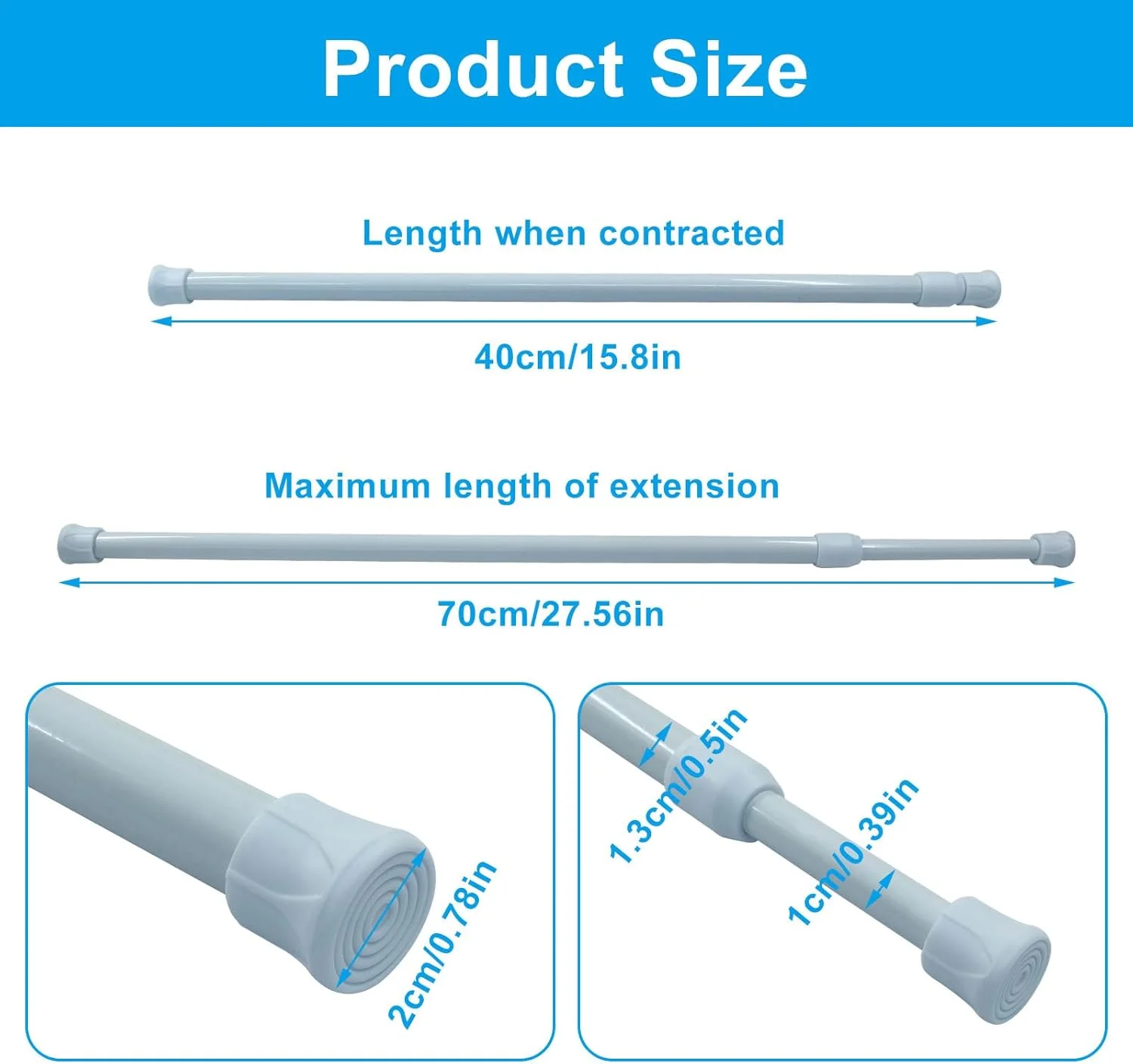 میله امنیتی پنجره Cionyce، بسته 2 عددی میله های امنیتی پنجره قابل تنظیم میله های قفل درب شیشه ای کشویی 40 تا 70 سانتی متر میله های کششی، میله قفل پنجره برای کودکان و امنیت خانه