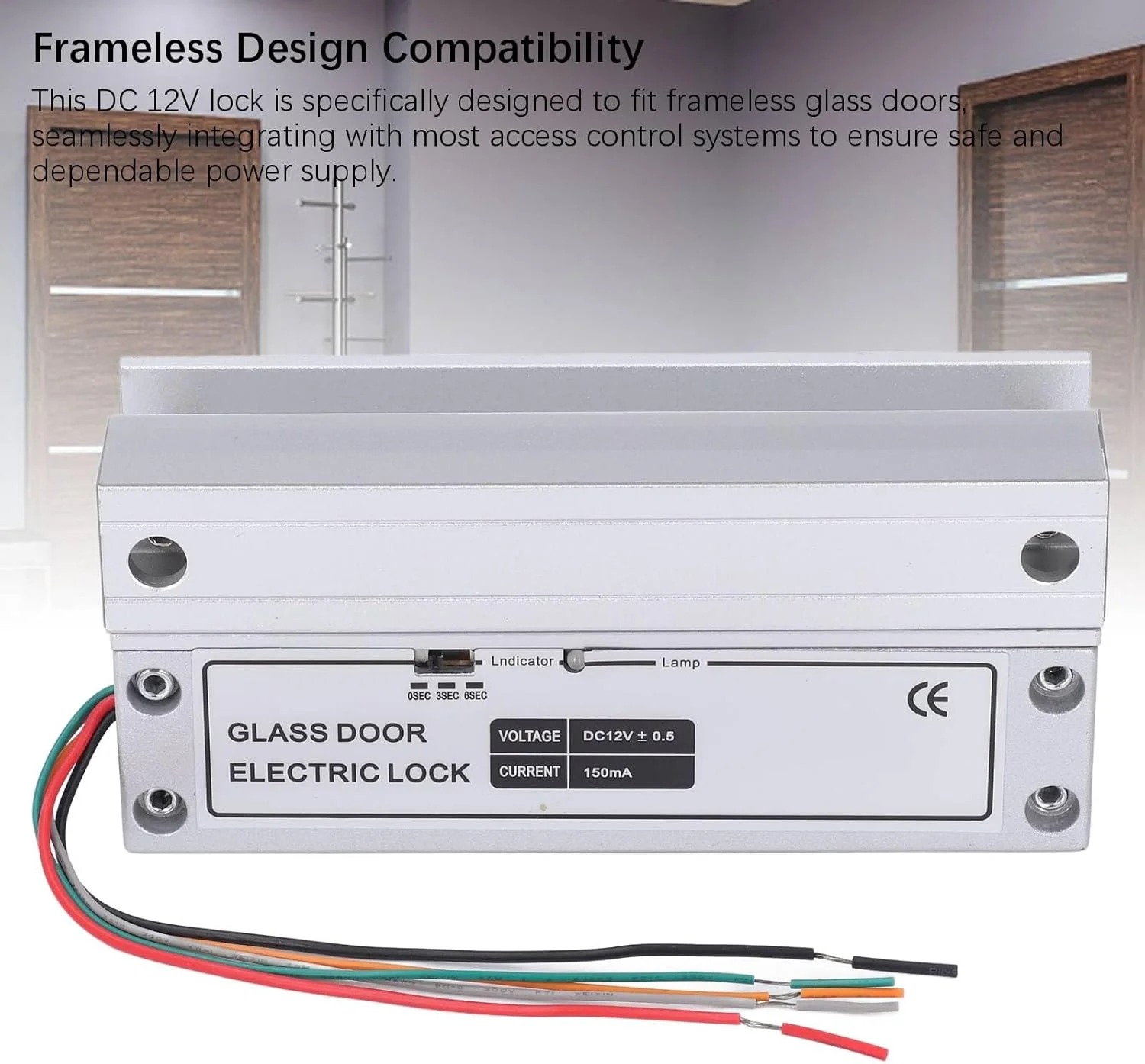قفل برقی درب شیشه ای، سیستم کنترل دسترسی درب شیشه ای بدون قاب آلیاژ آلومینیوم 12 ولت، مقاوم در برابر ضربه/سایش، موتوری، دارای فیدبک، ایمن در هنگام قطع برق DC 12 ولت، سمت راست