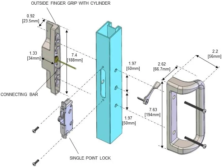 دستگیره درب پاسیو سفید رنگ House Guard به همراه قفل سیلندر، مناسب برای جایگزینی قفل درب های کشویی پاسیو، فاصله سوراخ پیچ 15/16-3 اینچ. انتخاب هایی که به درب کشویی شیشه ای پاسیو شما جلوه ای منحصر به فرد می بخشد.