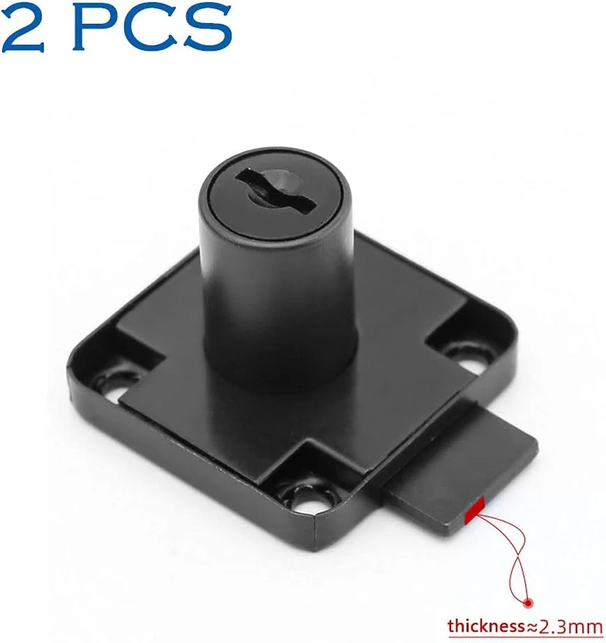 GZGXKJ قفل کمد، کشو، کابینت و فایلینگ اداری مشکی 2 عددی به همراه 2 کلید، قفل امنیتی مبلمان با پایه مربعی و پیچ ثابت برای درب مبلمان، صندوق پستی خانگی و ویترین شیشه ای