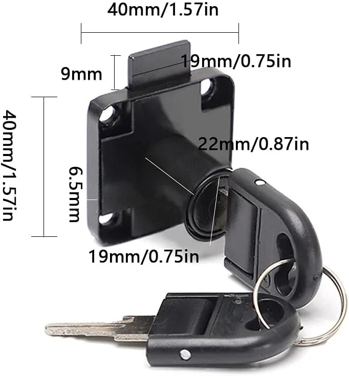 GZGXKJ قفل کمد، کشو، کابینت و فایلینگ اداری مشکی 2 عددی به همراه 2 کلید، قفل امنیتی مبلمان با پایه مربعی و پیچ ثابت برای درب مبلمان، صندوق پستی خانگی و ویترین شیشه ای