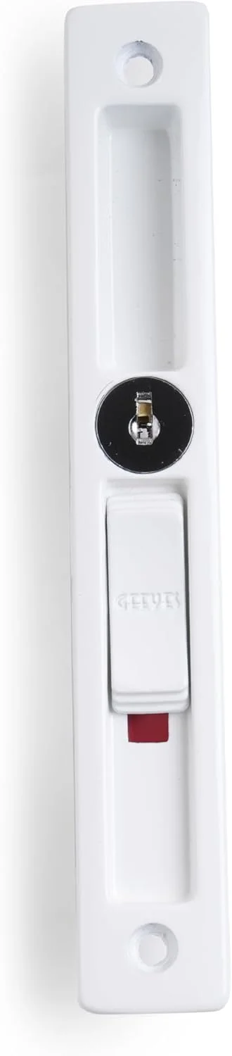 قفل درب کشویی آلومینیومی Geeyes دو طرفه رنگ سفید با 2 عدد کلید