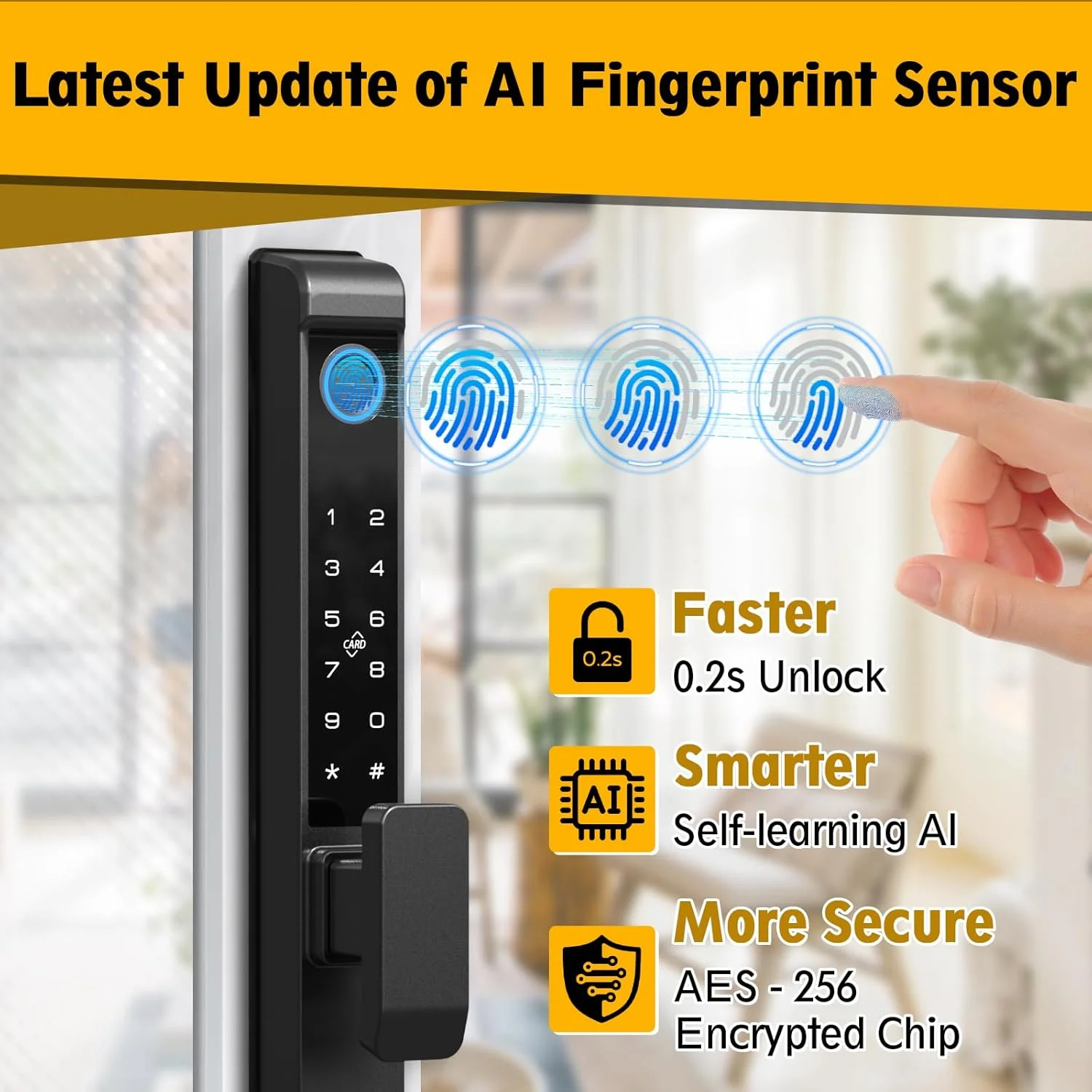 قفل هوشمند درب شیشه ای کشویی Eseesmart - قفل ضد آب بدون کلید، قفل اثر انگشت صفحه کلید دیجیتال بلوتوث