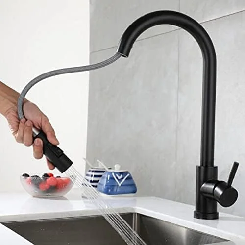 شیرآلات آشپزخانه لمسی هوشمند، شیر آشپزخانه سنسور دار کشویی، شیر مخلوط تک دسته با دو خروجی آب و حالت های مختلف، نصب آسان (رنگ: نقره ای بدون سنسور) دو برابر