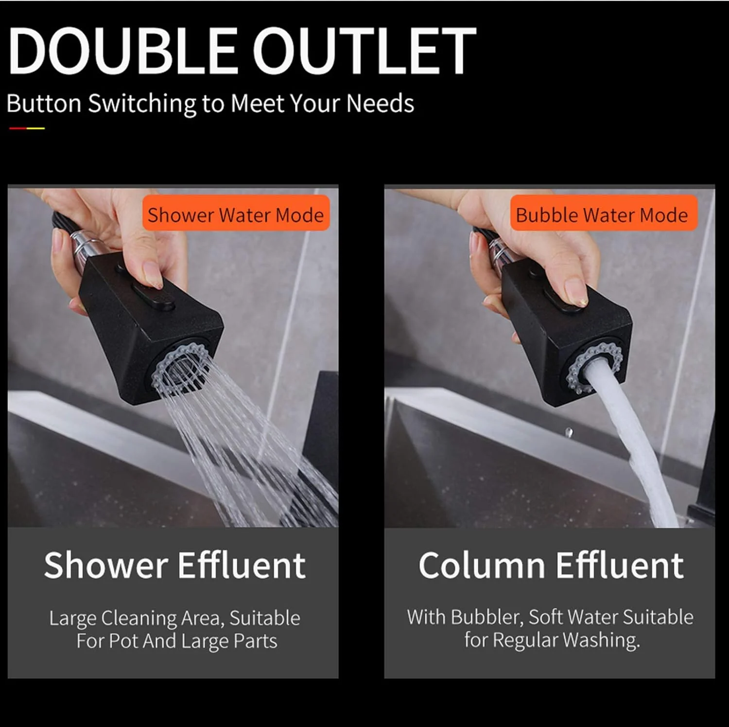 شیرآلات سنسوردار EDFGVDFSS برای سینک ظرفشویی، شیرآلات آشپزخانه با اسپری کشویی، شیرآلات تک سوراخ تک دسته لمسی، شیرآلات برنجی مشکی سینک ظرفشویی