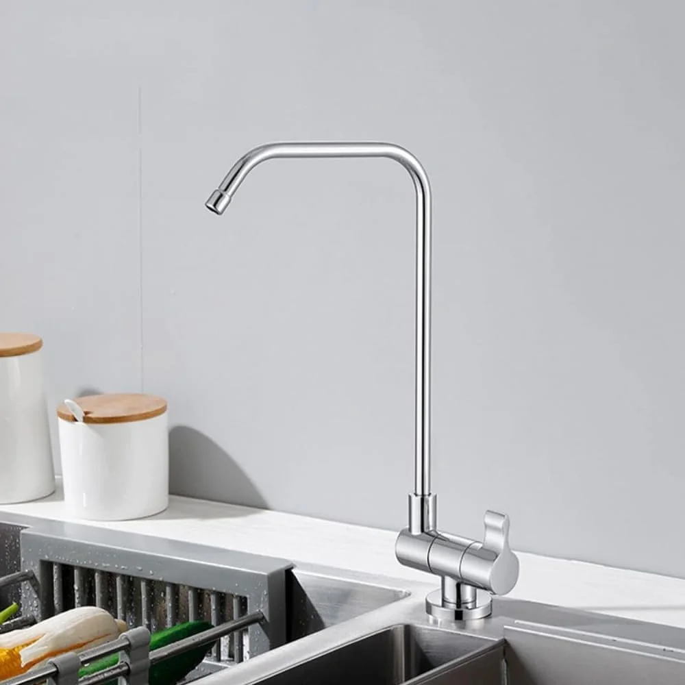 شیر آب تصفیه آب آشپزخانه با چرخش 360 درجه و تاشو برای سینک ظرفشویی اسمز معکوس، کروم-مشکی (کروم)