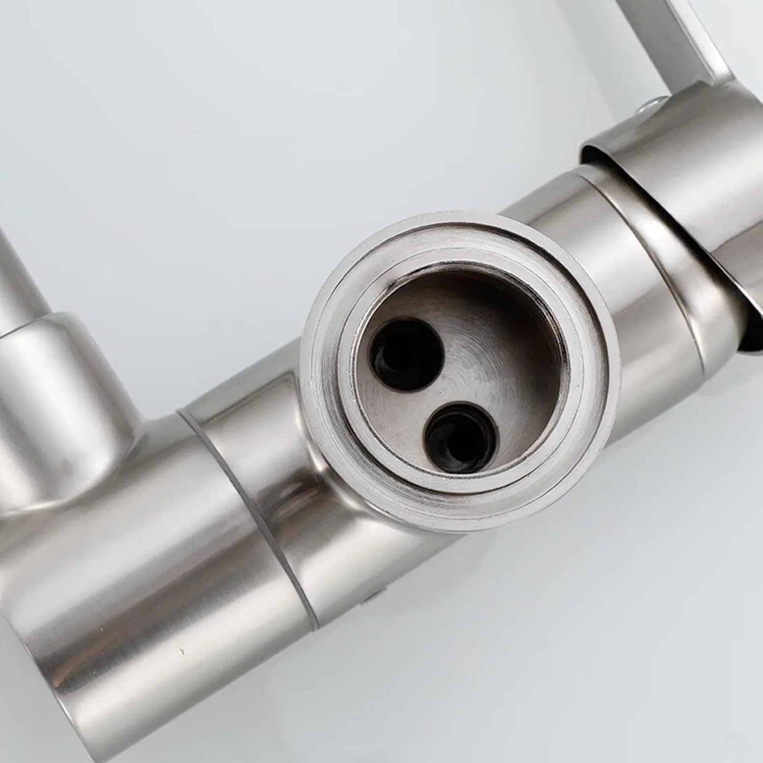 شیر آشپزخانه تاشو برای داخل پنجره، شیرآلات سینک آشپزخانه برنجی آب گرم و سرد با الگوی دوش چرخشی - مشکی (طرح)