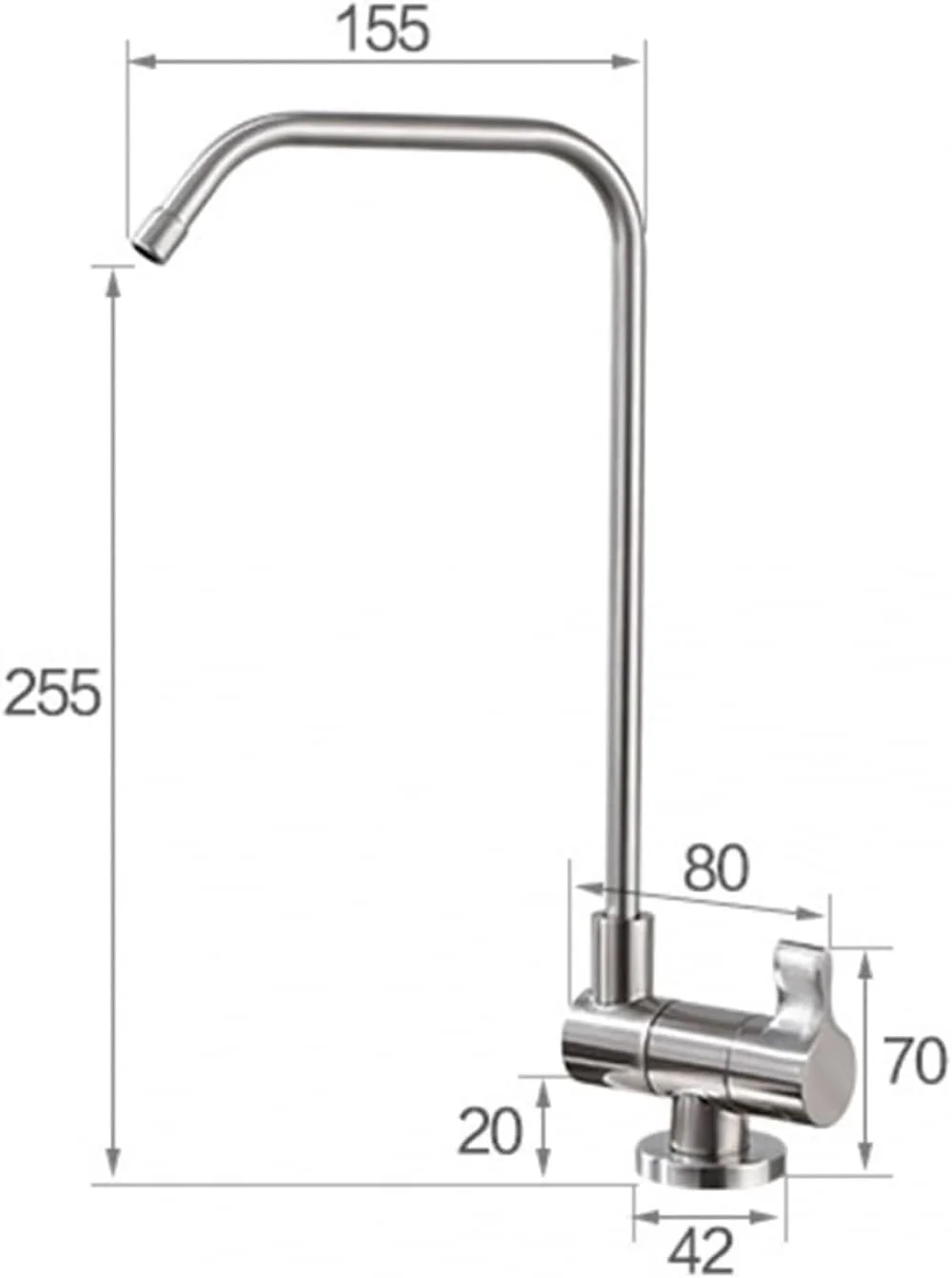شیر آب تصفیه آب آشپزخانه با چرخش 360 درجه و تاشو برای سینک ظرفشویی اسمز معکوس، کروم-مشکی (کروم)
