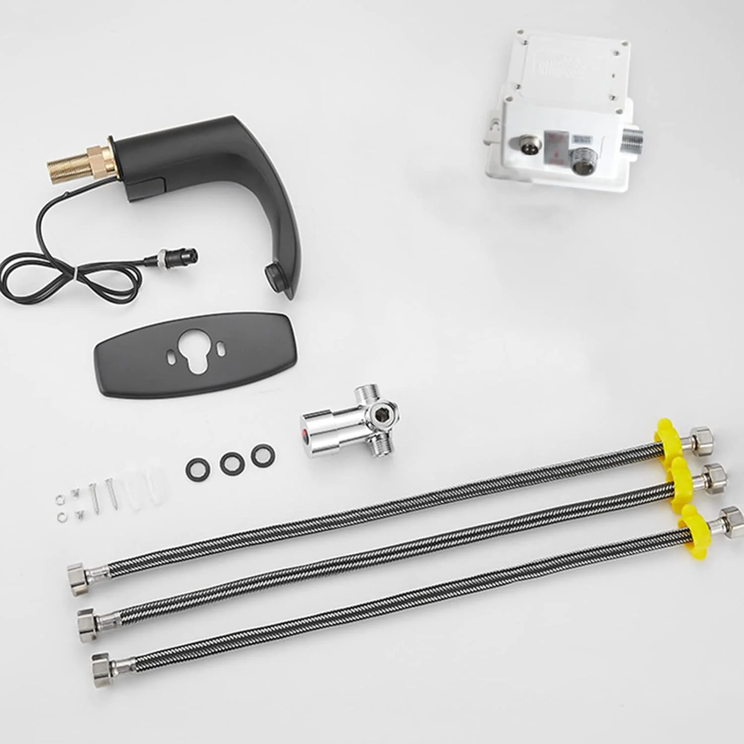 شیر آب اتوماتیک سنسور دار روشویی حمام، شیر مخلوط کن اتوماتیک سنسور دار، شیر آب بدون لمس مشکی، مدل A، شیر آب سرد (مدل A - آب گرم و سرد)