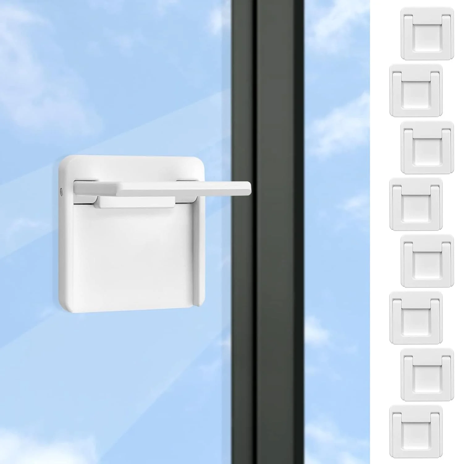 قفل کودک درب شیشه ای کشویی اوشیما، بسته 6 عددی، قفل ایمنی کودک برای درب شیشه ای کشویی، قفل پنجره کشویی، ضد کودک، خود چسب، بدون نیاز به ابزار حفاری برای کودک و حیوانات خانگی شما