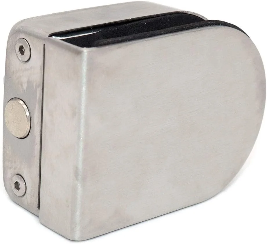 NUZAMAS مجموعه 2 عددی قفل درب شیشه ای استیل 304، قفل زبانه کف، قفل زمینی برای درب های شیشه ای بدون قاب حمام، توالت، فروشگاه - نیم گرد