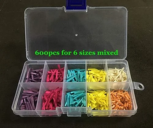 600 عدد گوه چوبی دندانپزشکی مخلوط در جعبه برای ترمیم دندان برای ماتریکس