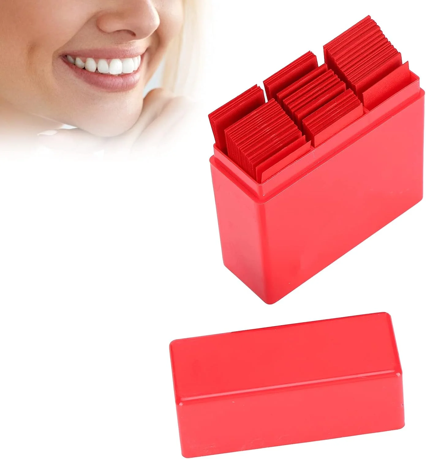 300 عدد کاغذ آرتیکولاسیون دندانپزشکی، لوازم دندانپزشکی، لوازم جانبی دندانپزشک با پخش کننده پلاستیکی (قرمز)