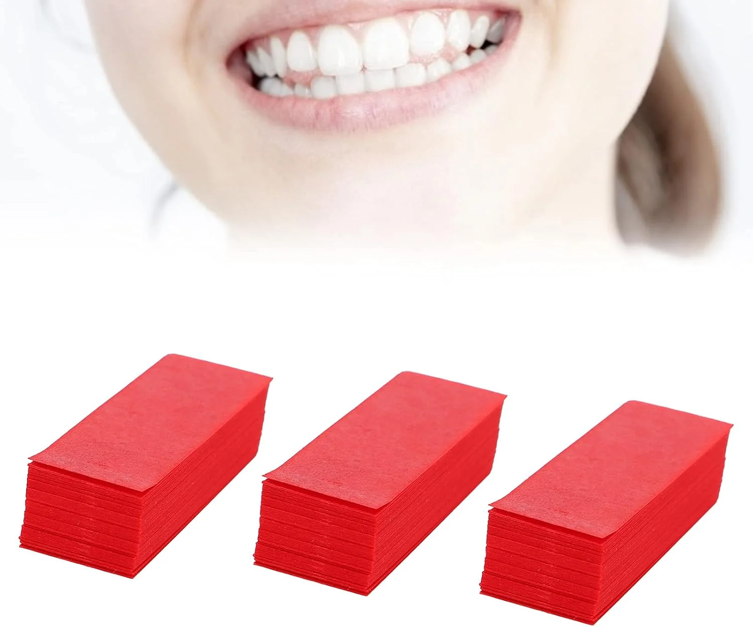 300 عدد کاغذ آرتیکولاسیون دندانپزشکی، لوازم دندانپزشکی، لوازم جانبی دندانپزشک با پخش کننده پلاستیکی (قرمز)