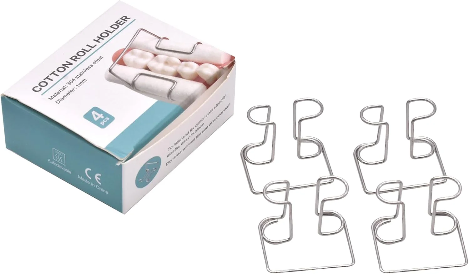نگهدارنده رول پنبه آنژلی، 4 عددی، گیره رول پنبه استیل ضد زنگ اتوکلاو شونده، برای آزمایشگاه دندانپزشکی یا کلینیک دندانپزشکی