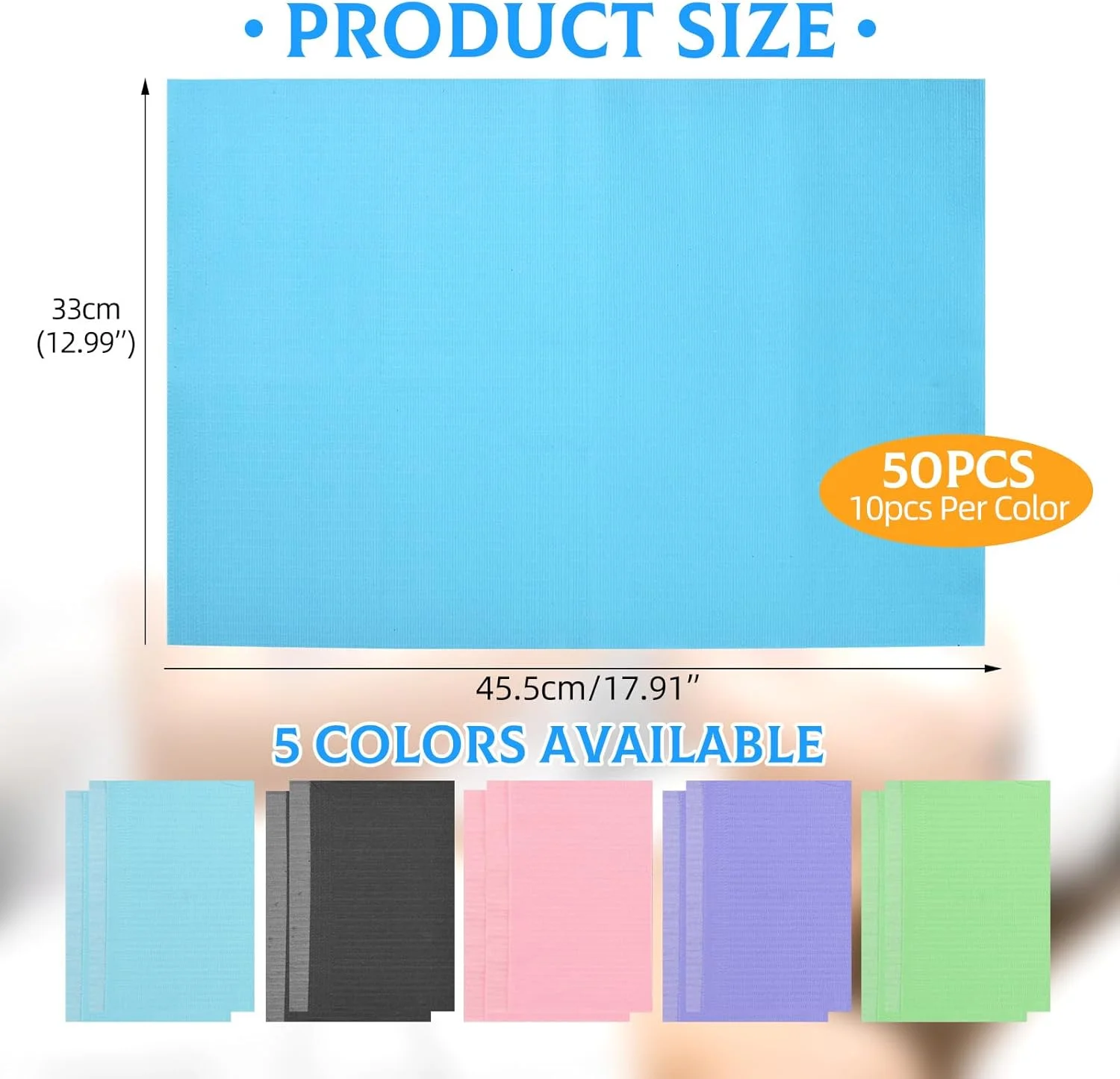 پیشبند یکبار مصرف دندانپزشکی BAMTTOO، 33x45.5 سانتی متر، 50 عدد، 3 لایه، ورق پیشبند تاتو برای بیماران، پوشش سینی دندانپزشک، ملحفه رومیزی تاتو