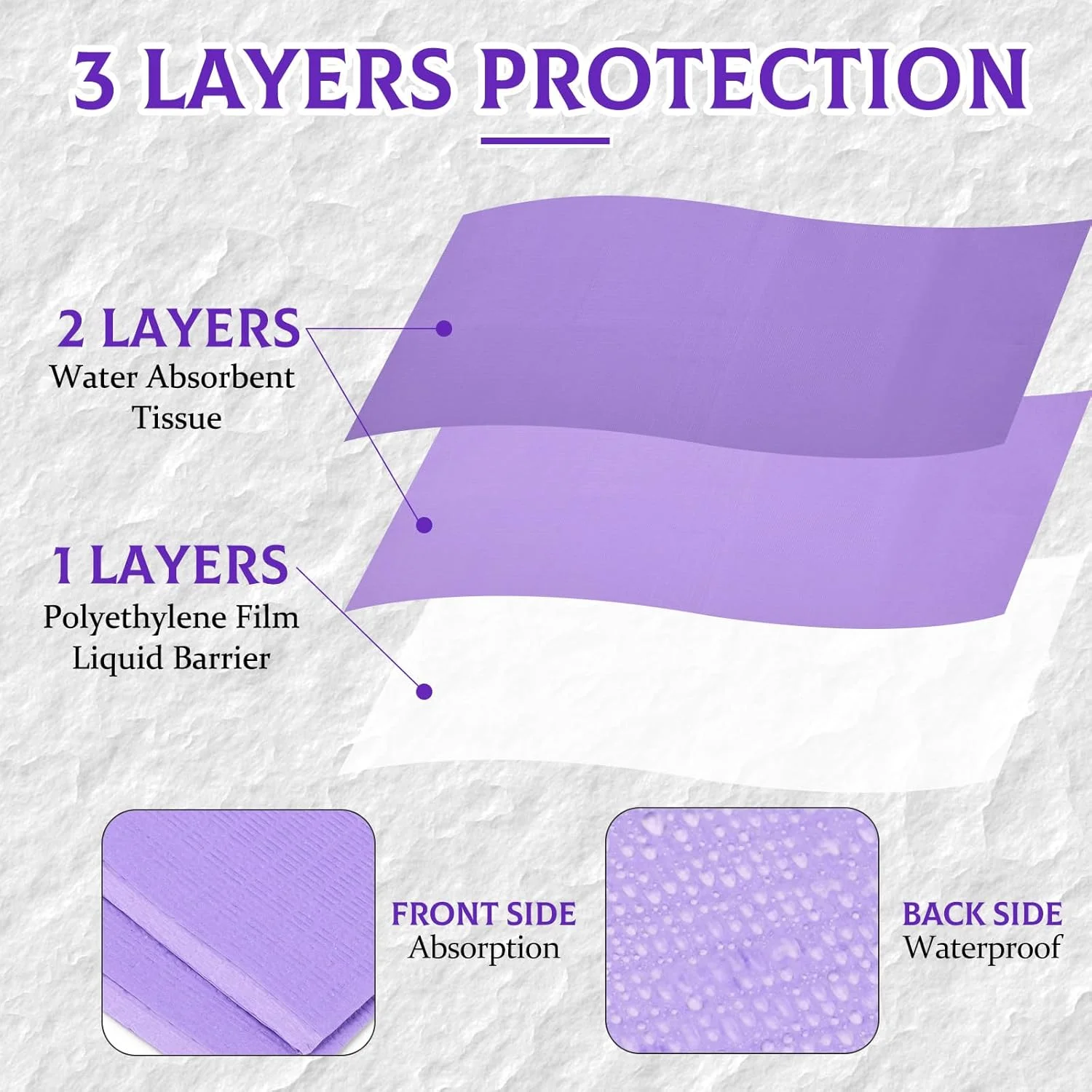 پیشبند یکبار مصرف دندانپزشکی BAMTTOO، 33x45.5 سانتی متر، 50 عدد، 3 لایه، ورق پیشبند تاتو برای بیماران، پوشش سینی دندانپزشک، ملحفه رومیزی تاتو