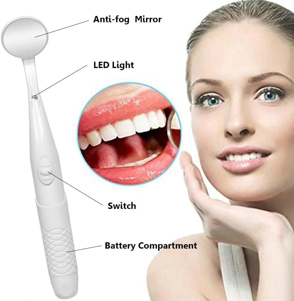 آینه دندانپزشکی چراغ دار ضد مه آزونی، آینه LED بررسی دندان، ابزار مراقبت از دهان دندانپزشک